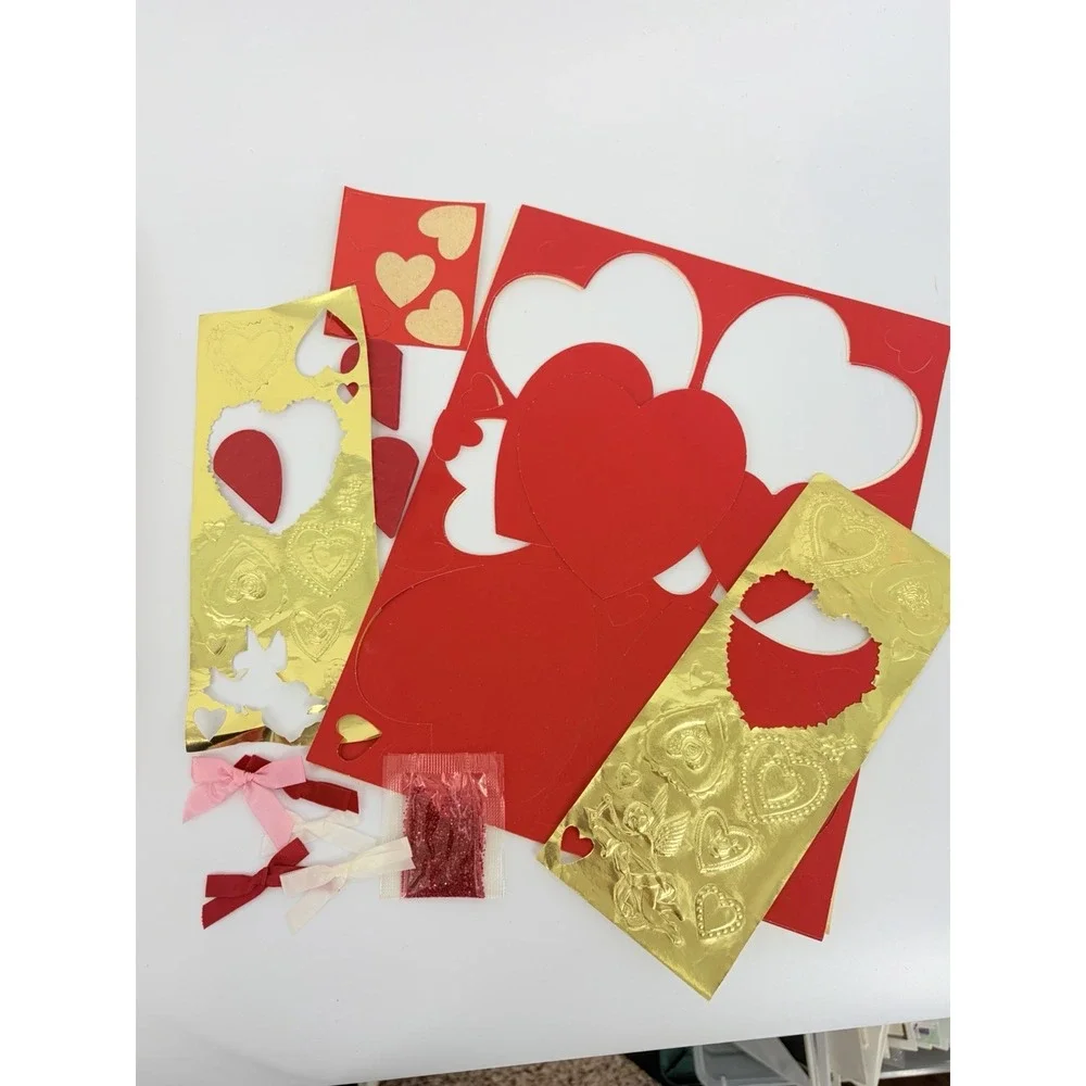 Vintage Hallmark Create Your Own Valentine Kit Incomplete Cards Hearts